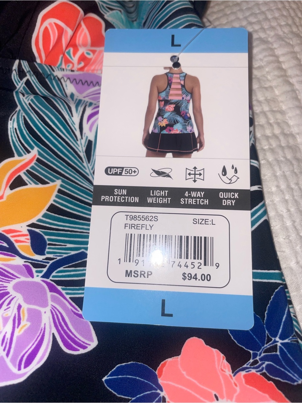 ZeroXposur Black Floral Tankini with Coral, Teal & Purple Accents - Picture 3 of 3